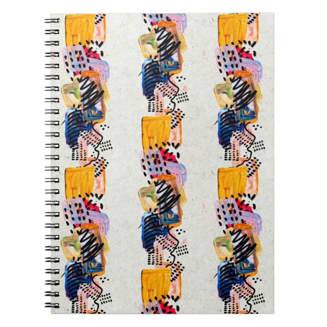 Carnet Motif sans couture avec traits de peinture dessiné (Devant)