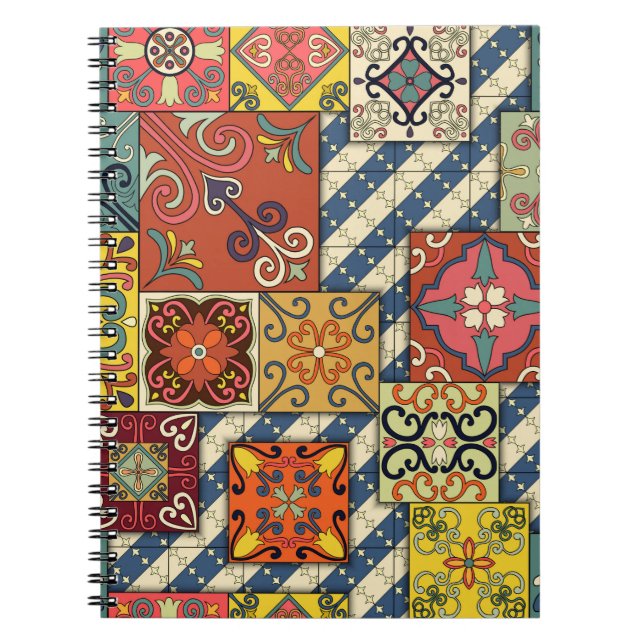 Carnet Motif sans couture avec tuiles portugaises en tala (Devant)