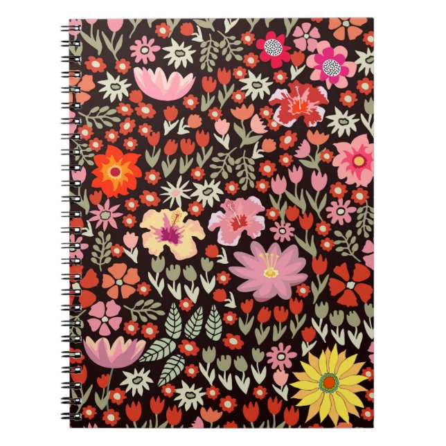 Carnet Motif sans couture avec tulipe de tournesol (Devant)
