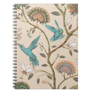 Carnet Motif sans couture beige avec fleurs stylisées et