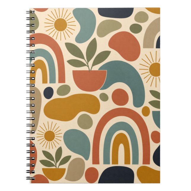 Carnet Motif sans couture Boho Rainbow & Botanique (Devant)