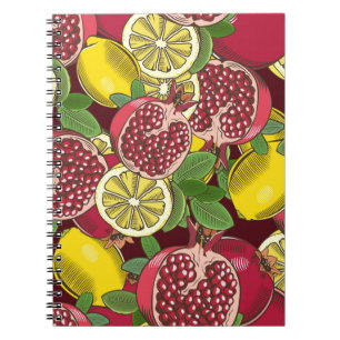 Carnet Motif sans couture coloré avec des grenades et des