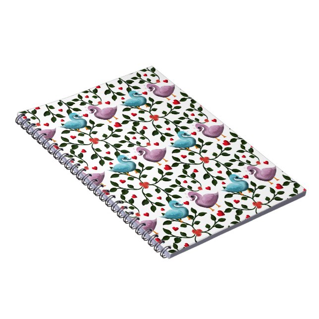 Carnet Motif sans couture d'adorables oiseaux d'amour Rom (Côté Droit)