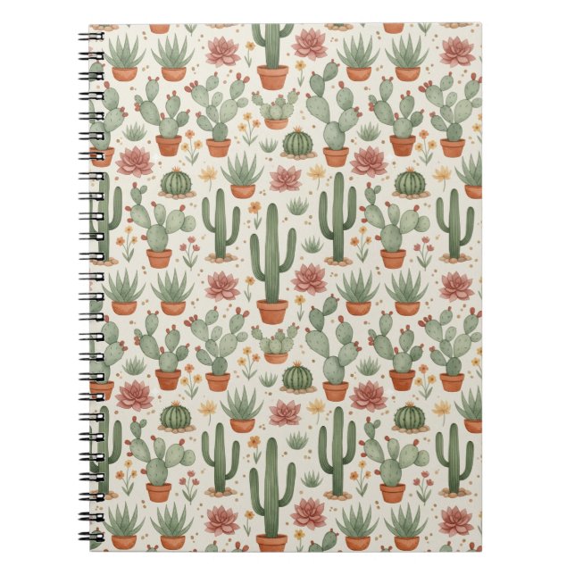 Carnet Motif sans couture de cactus de désert succulent (Devant)