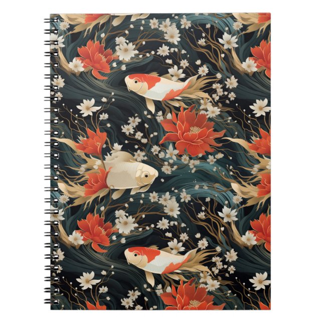 Carnet Motif sans couture de carpes japonaises (Devant)