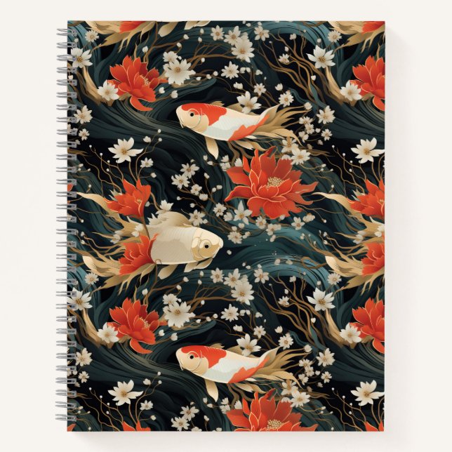 Carnet Motif sans couture de carpes japonaises (Devant)