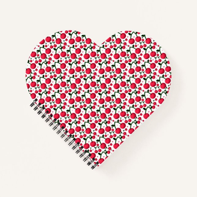 Carnet Motif sans couture de cerises, Motif de fruits rou (Devant)