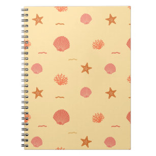Carnet Motif sans couture de coquillage de récif corallie