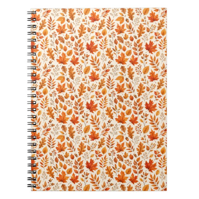 Carnet Motif sans couture de feuilles d'automne chaudes (Devant)