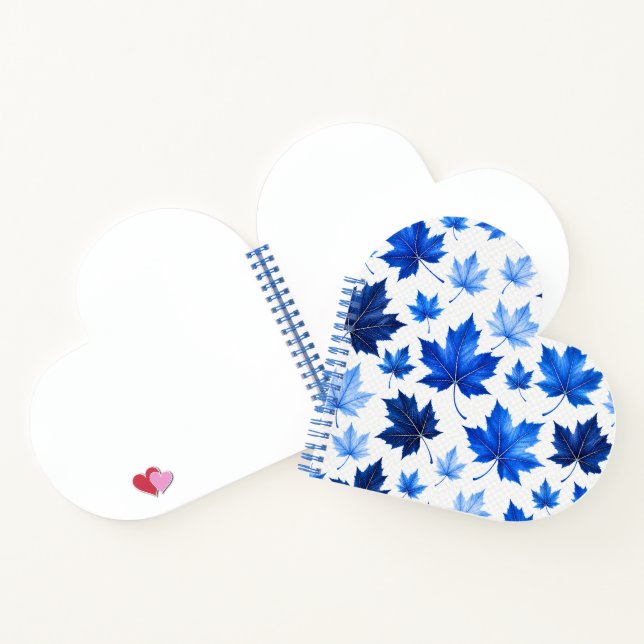 Carnet Motif sans couture de feuilles d'érable bleues - H (Intérieur)
