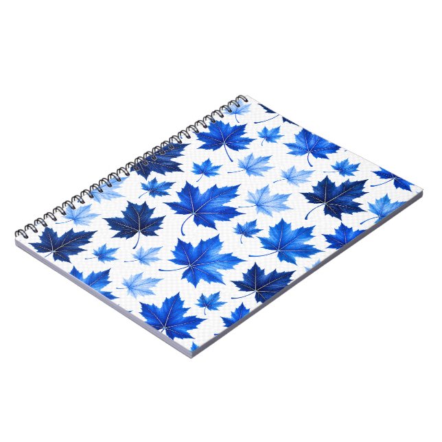 Carnet Motif sans couture de feuilles d'érable bleues - H (Côté gauche)