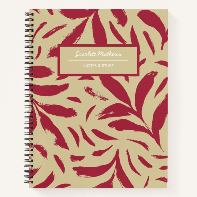 Carnet Motif sans couture de feuilles dessinées à la main (Devant)