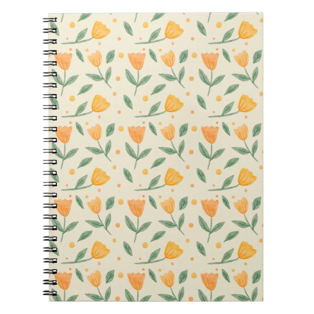 Carnet Motif sans couture de fleurs sauvages orange à l'a (Devant)