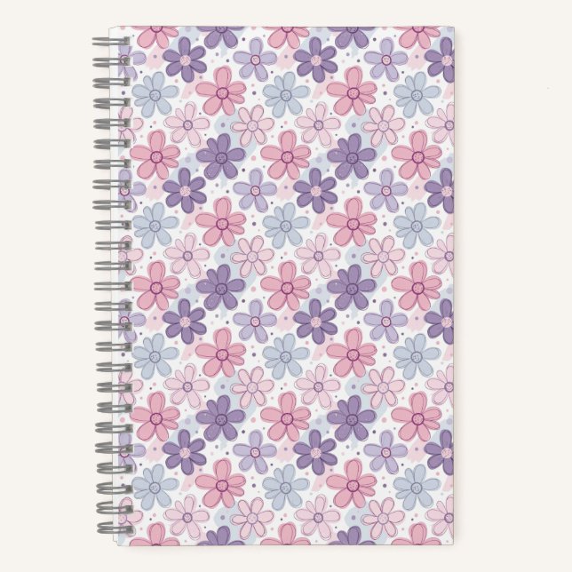 Carnet Motif sans couture de fleurs Y2K (Recto)