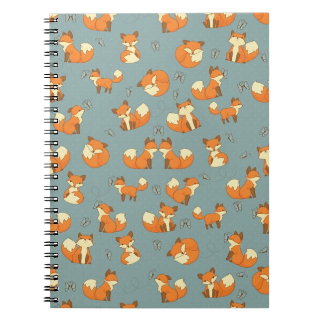 Carnet Motif sans couture de Fox et de papillon (Devant)
