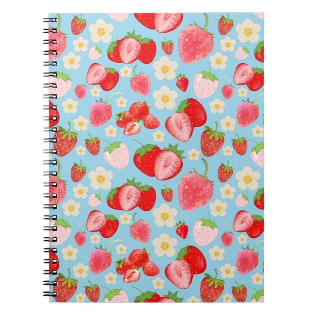 Carnet Motif sans couture de fraise à l'aquarelle mignon (Devant)
