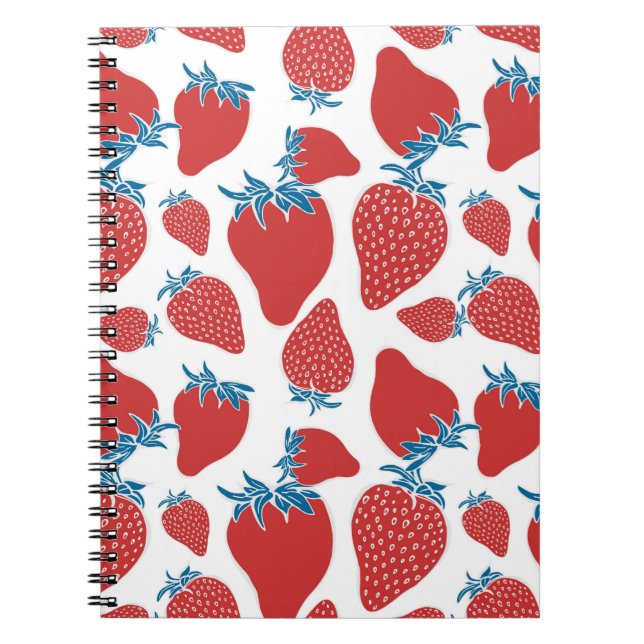 Carnet Motif sans couture de fraise dessinée à la main. a (Devant)