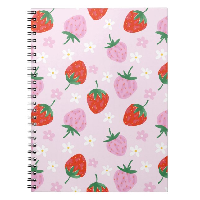 Carnet Motif sans couture de fraise d'esthétique dessiné  (Devant)