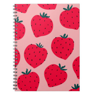 Carnet Motif sans couture de fraise moderne. Big red roun