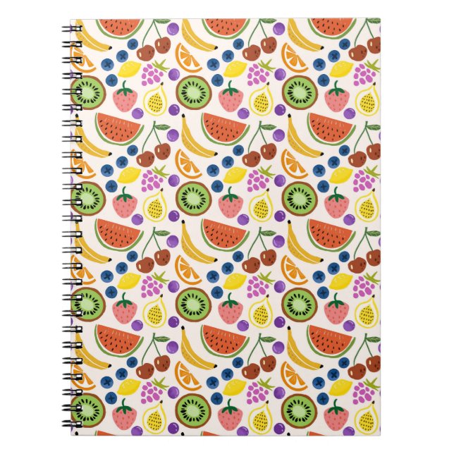Carnet Motif sans couture de fruits gribouillés mignons (Devant)