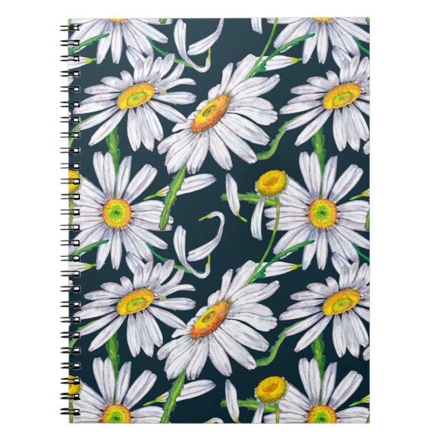 Carnet Motif sans couture de grandes fleurs de camomille, (Devant)