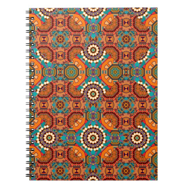Carnet Motif sans couture de mandalas peintes en marron,  (Devant)