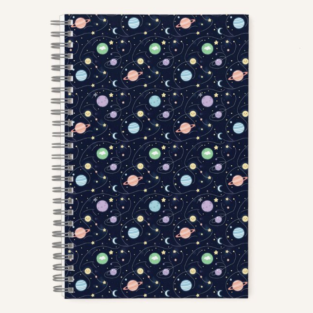 Carnet Motif sans couture de planètes du système solaire (Recto)