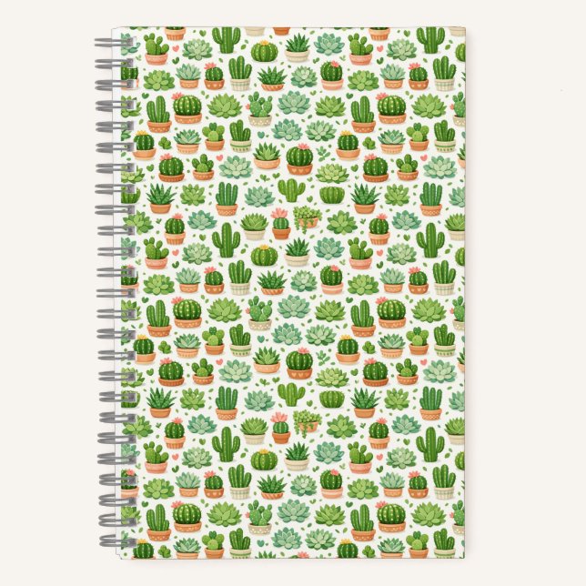 Carnet Motif sans couture de plante succulente mignonne (Recto)