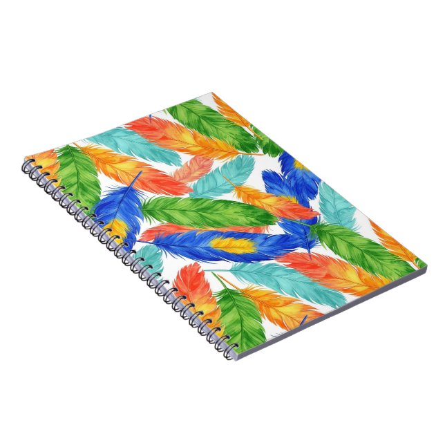 Carnet motif sans couture de plumes à l'aquarelle (Côté Droit)