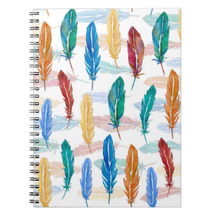 Carnet Motif sans couture de plumes vives peintes en wat