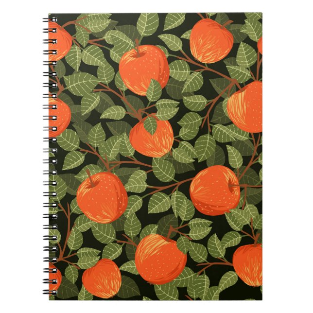 Carnet Motif sans couture de pommes avec feuilles verts p (Devant)