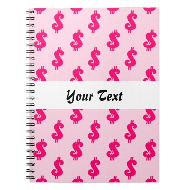 Carnet Motif sans couture de signe dollar rose (Devant)