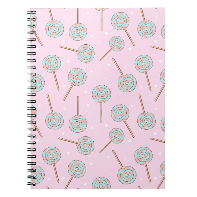 Carnet Motif sans couture de sucette pastel rose mignonne (Devant)