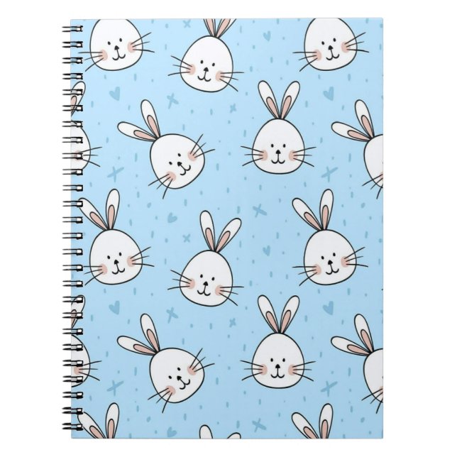Carnet Motif sans couture de visage de lapin mignon (Devant)
