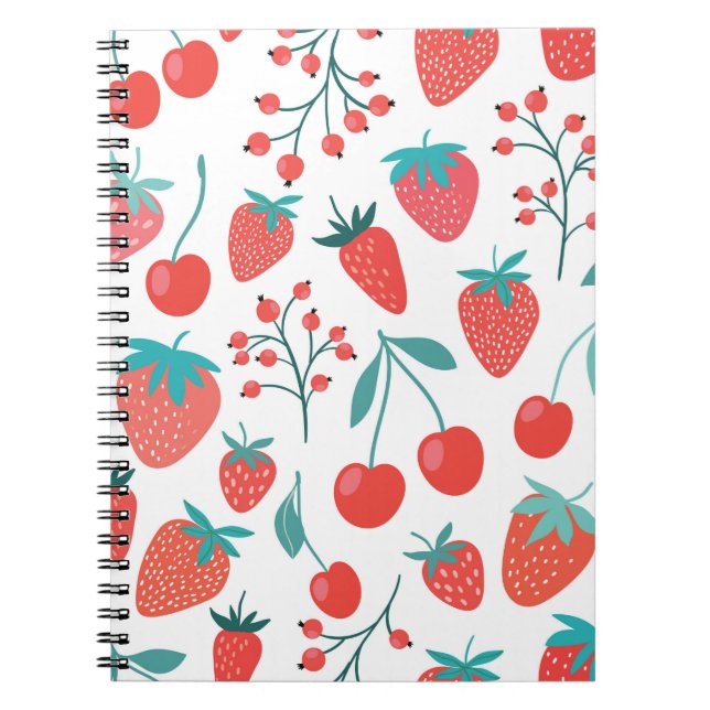 Carnet Motif sans couture décorative avec fruits, fraise (Devant)
