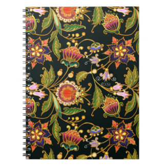 Carnet motif sans couture décorative. Fleurs boucles feui