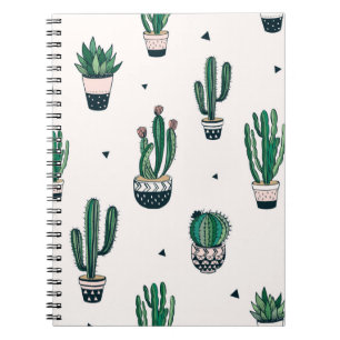 Carnet Motif sans couture dessiné à la main avec cactus e