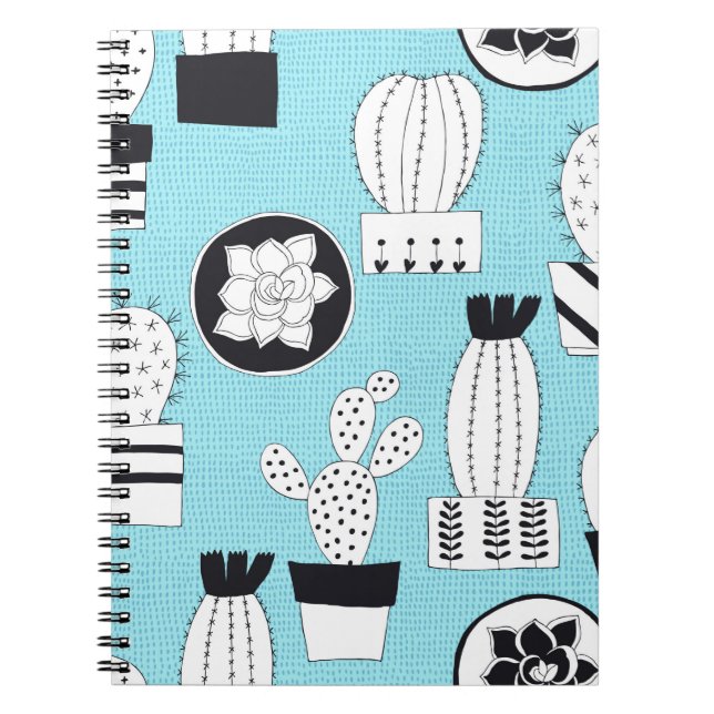 Carnet Motif sans couture dessiné à la main avec cactus e (Devant)