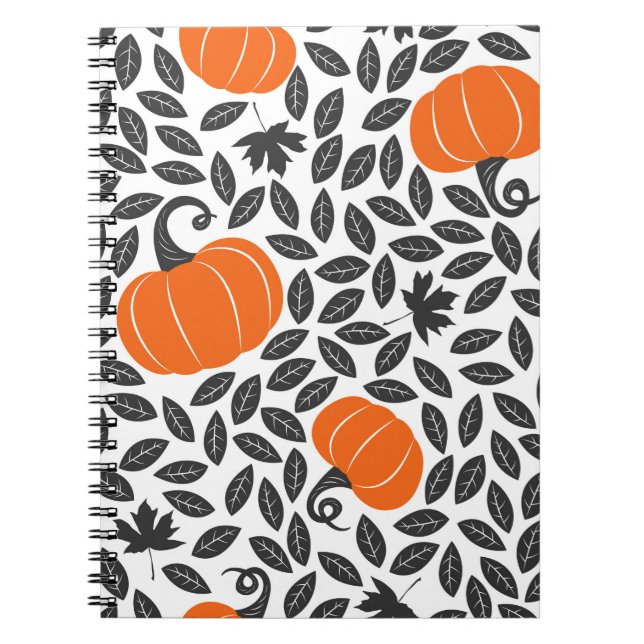 Carnet Motif sans couture dessiné à la main avec citrouil (Devant)
