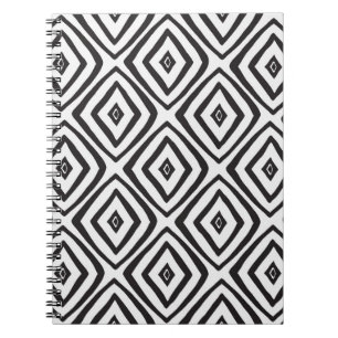Carnet Motif sans couture dessinée à la main en noir et b