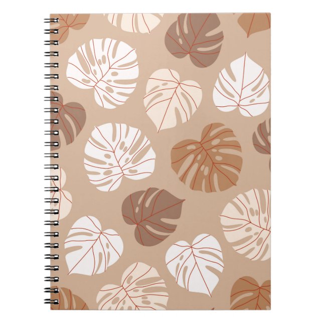 Carnet Motif sans couture feuille monstère beige. han bra (Devant)
