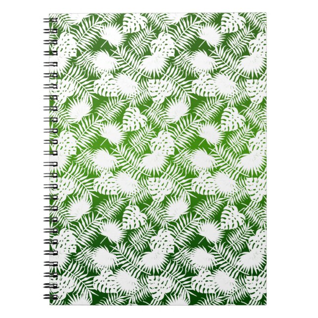 CARNET MOTIF SANS COUTURE FEUILLES VERT BLANC (Devant)