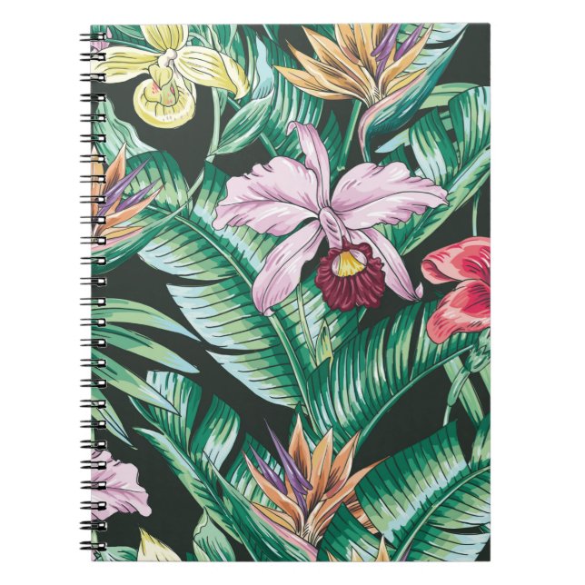 Carnet Motif sans couture florale tropicale avec flotteur (Devant)