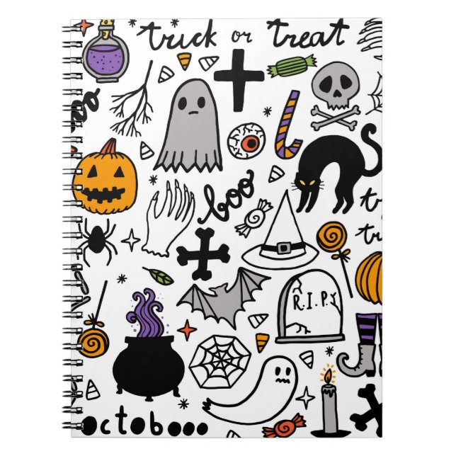 Carnet Motif sans couture Halloween. Arrière - plan vinta (Devant)