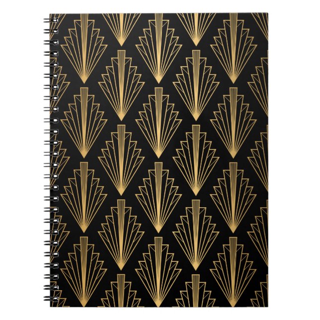 Carnet Motif sans couture noir et or arrière - plan (Devant)