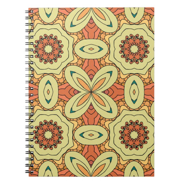 Carnet Motif sans couture orange ethnique avec mandala. i (Devant)