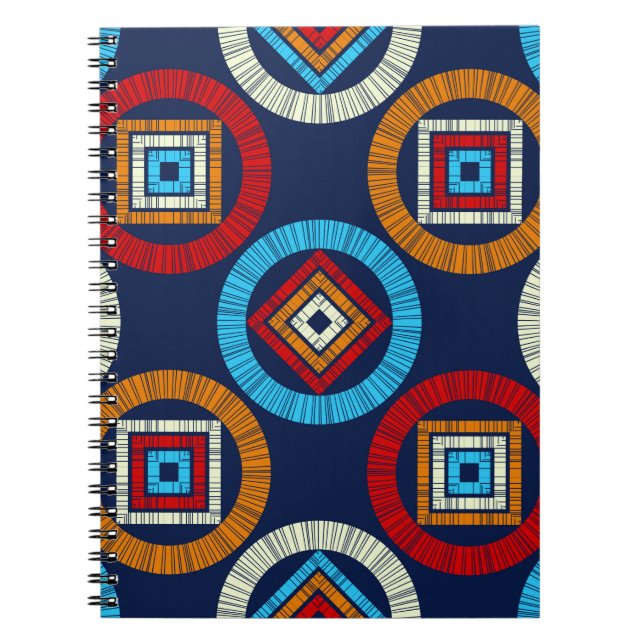 Carnet motif sans couture pois. Mosaïque de figu ethnique (Devant)