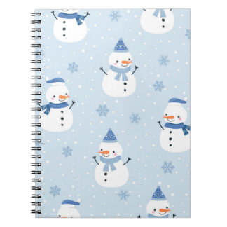 Carnet Motif sans couture Snowman, arrière - plan d'hiver