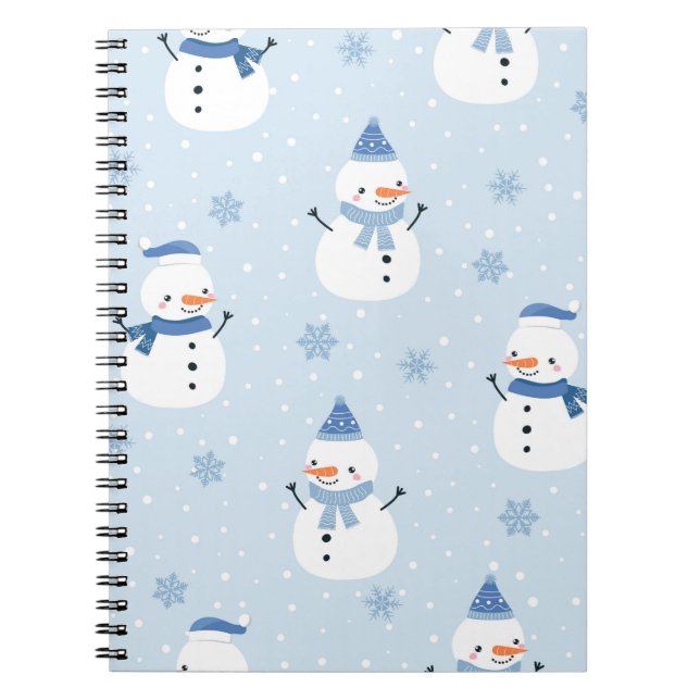 Carnet Motif sans couture Snowman, arrière - plan d'hiver (Devant)