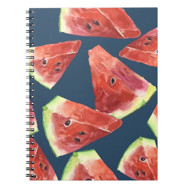 Carnet Motif sans couture. Tranches de pastèque aquarelle (Devant)